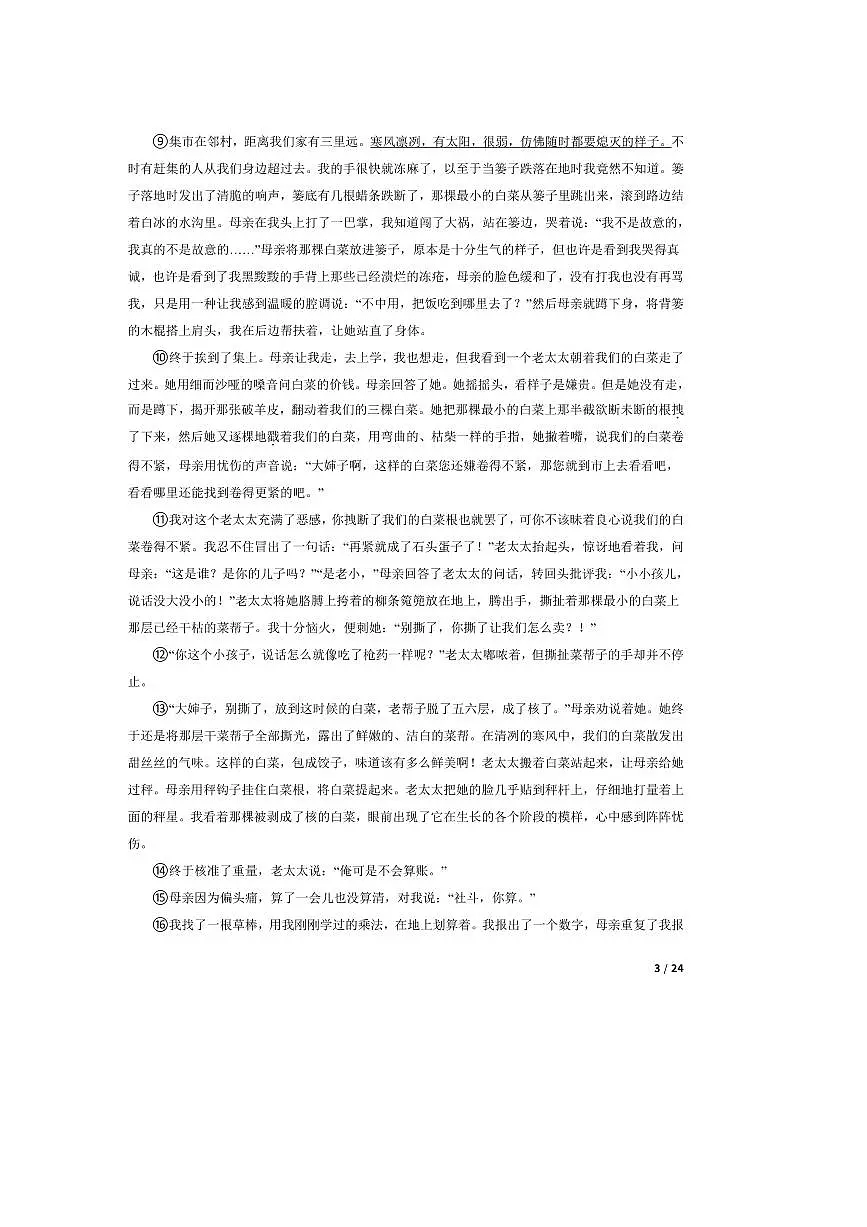 2024~2025学年四川省泸州市龙马潭区五校九年级上语文期中试卷第3页