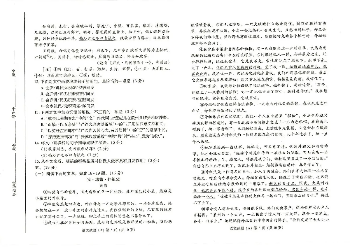 2025年山东省潍坊市中考语文真题含标答第3页