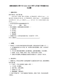 湖南省衡阳市常宁市2024-2025学年七年级下学期期末语文试题（解析版）