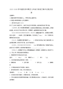 2023-2024学年重庆沙坪坝区七年级下册语文期中试卷及答案