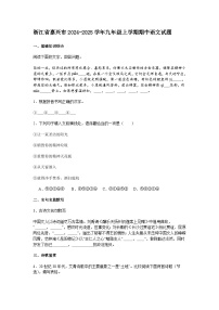 浙江省嘉兴市2024-2025学年九年级上学期期中语文试题（含答案）