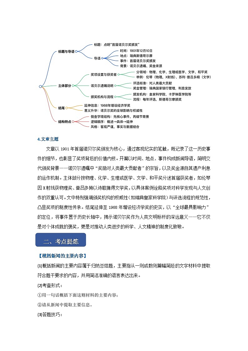 第三课《首届诺贝尔奖颁发》同步典型练习(解析版)第2页