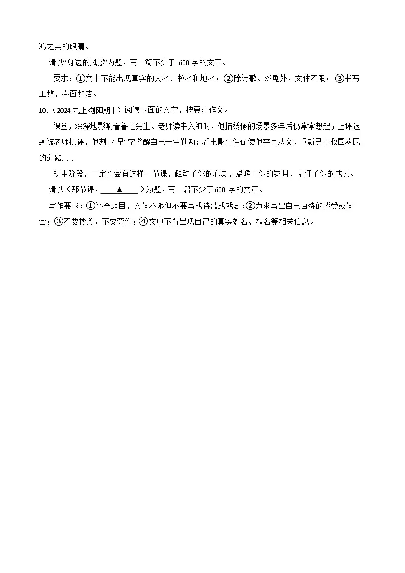 期中重点专题训练:写作 2025-2026学年统编版语文九年级上册第3页