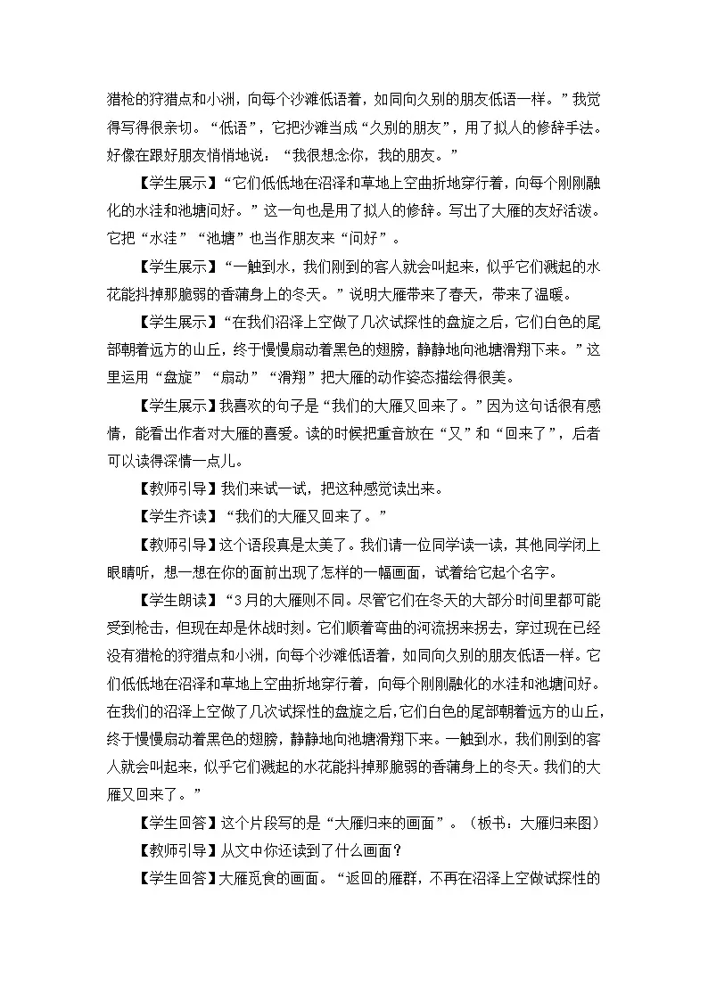 新人教部编版初中语文八下 2-7《大雁归来》 教案3第3页