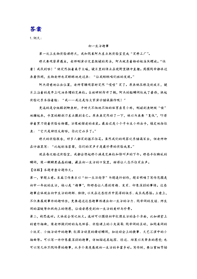 中考语文主题作文专练-----趣事 素材第3页