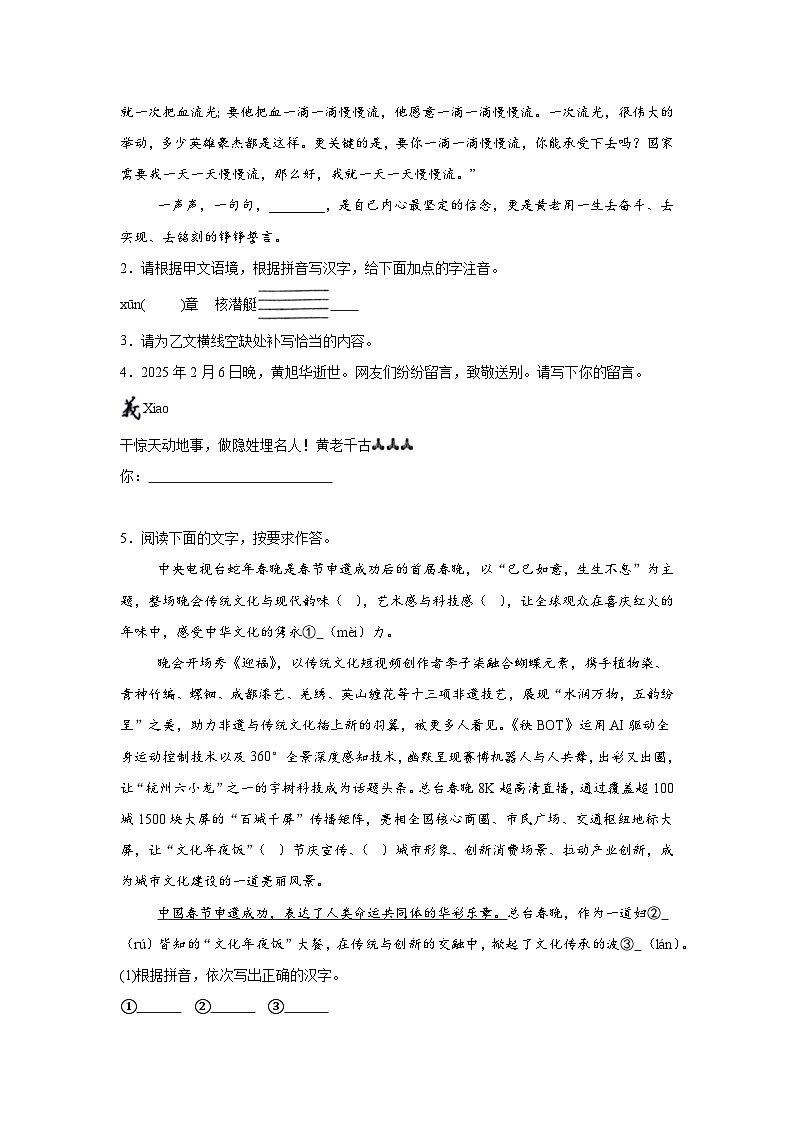 期中(重点专项过关练习):积累与运用 2025-2026学年统编版语文八年级上册第2页