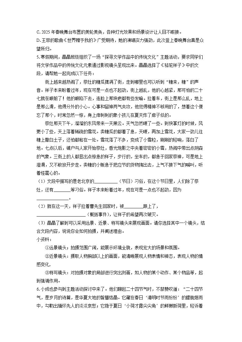 山东省临沂市2025年中考三模考试语文试卷(学生版)第2页