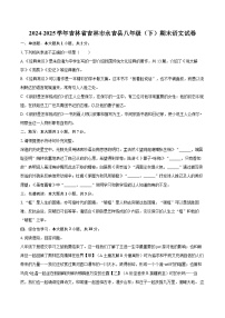 2024-2025学年吉林省吉林市永吉县八年级(下)期末语文试卷(含详细答案解析)