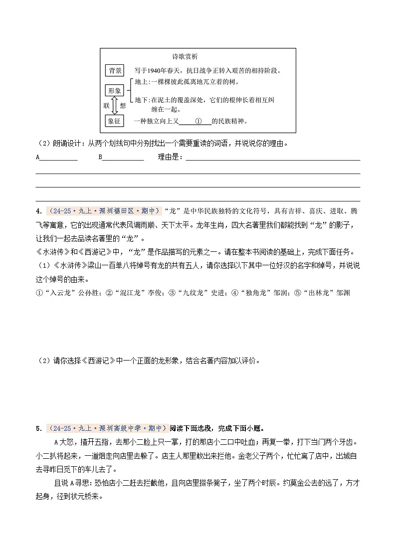 专题08 名著阅读(期中真题汇编,深圳专用)(原卷版)第3页