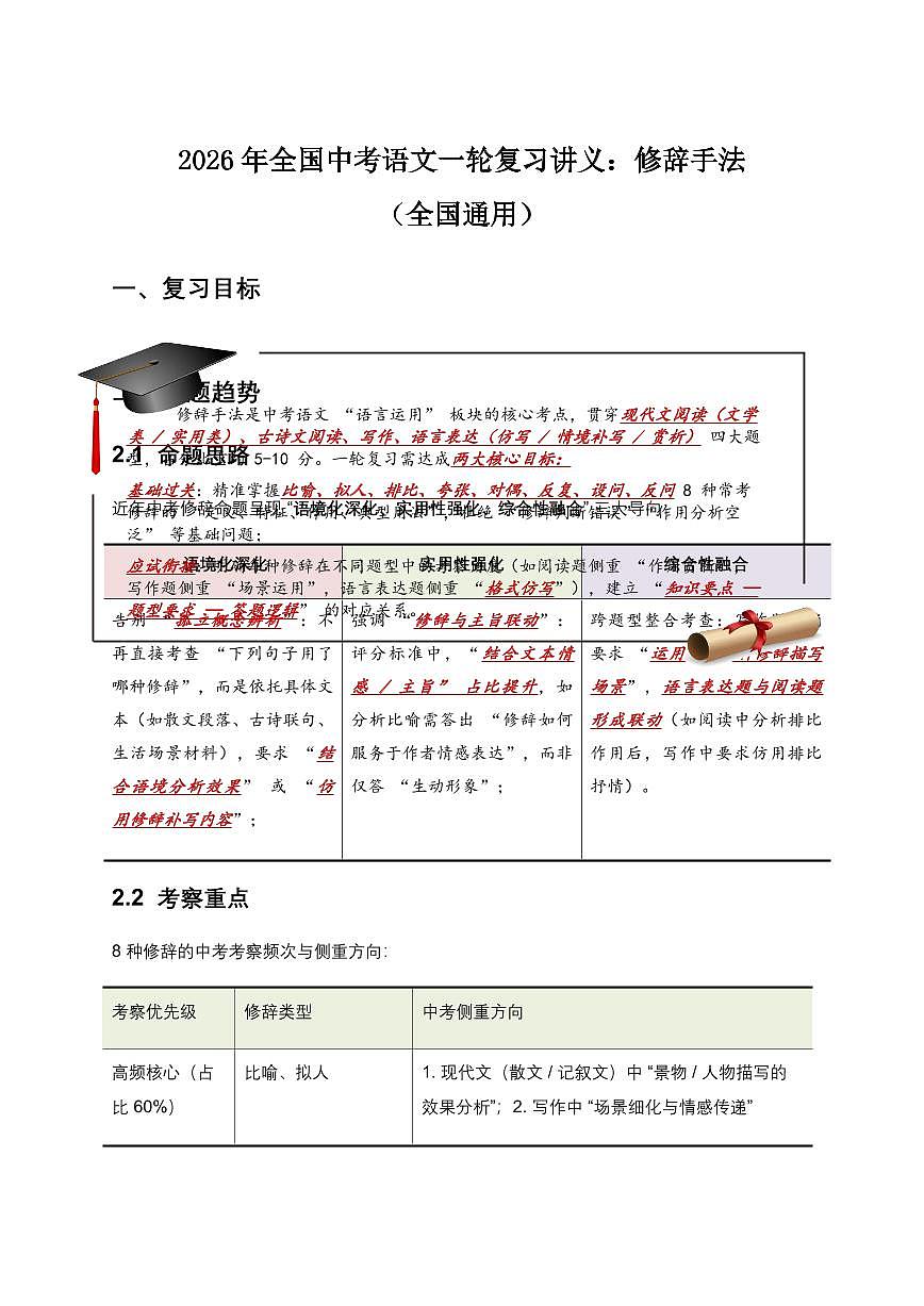 修辞手法(含答案解析)第1页