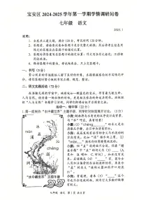 2024-2025学年深圳市宝安区七年级上学期期末语文试卷含答案