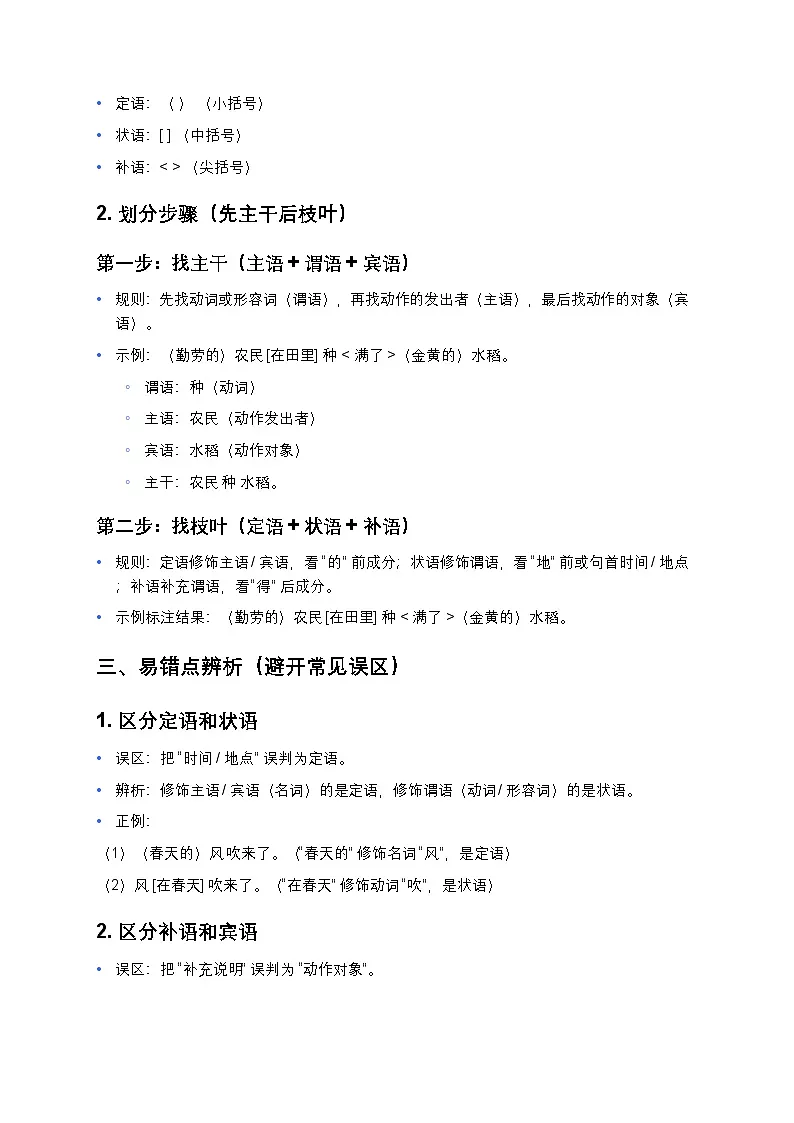 初中语文全版本 句子成分划分详解+专项练习(附答案解析)第3页