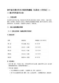 初中语文满分作文万能结构模板（五段式+并列式）——高分写作技巧练习大全
