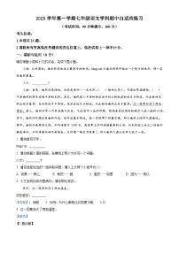 上海市普陀区2025-2026学年七年级上学期期中语文试题（含答案及解析）