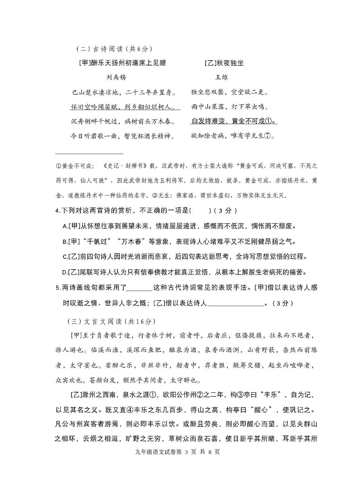 河北省唐山市滦南县2025-2026学年九年级上学期11月期中语文试题第3页