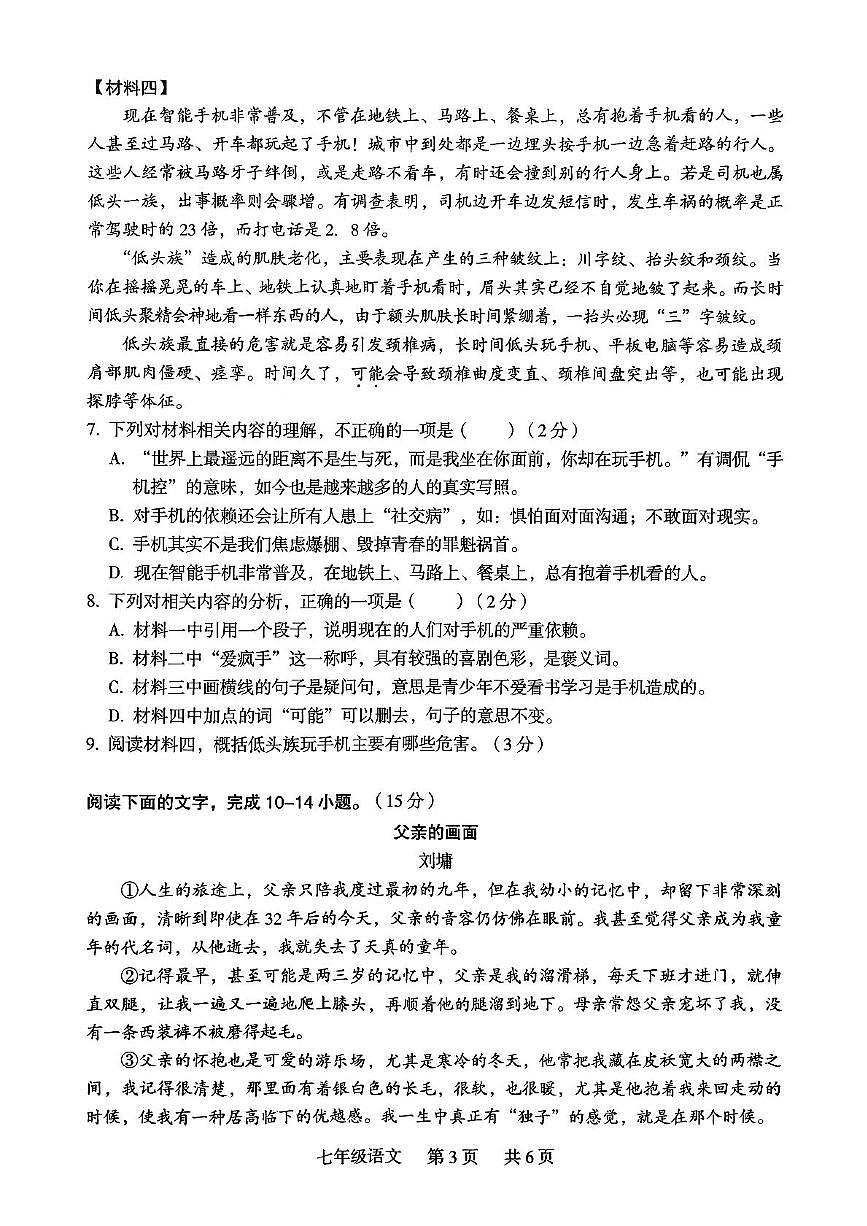 广西壮族自治区桂林市龙胜各族自治县2025-2026学年七年级上学期11月期中考试语文试题第3页