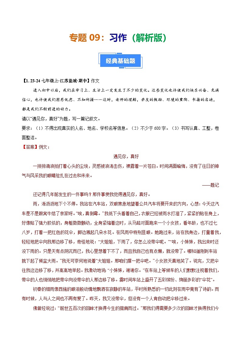 专题09 习作-(解析版)第1页