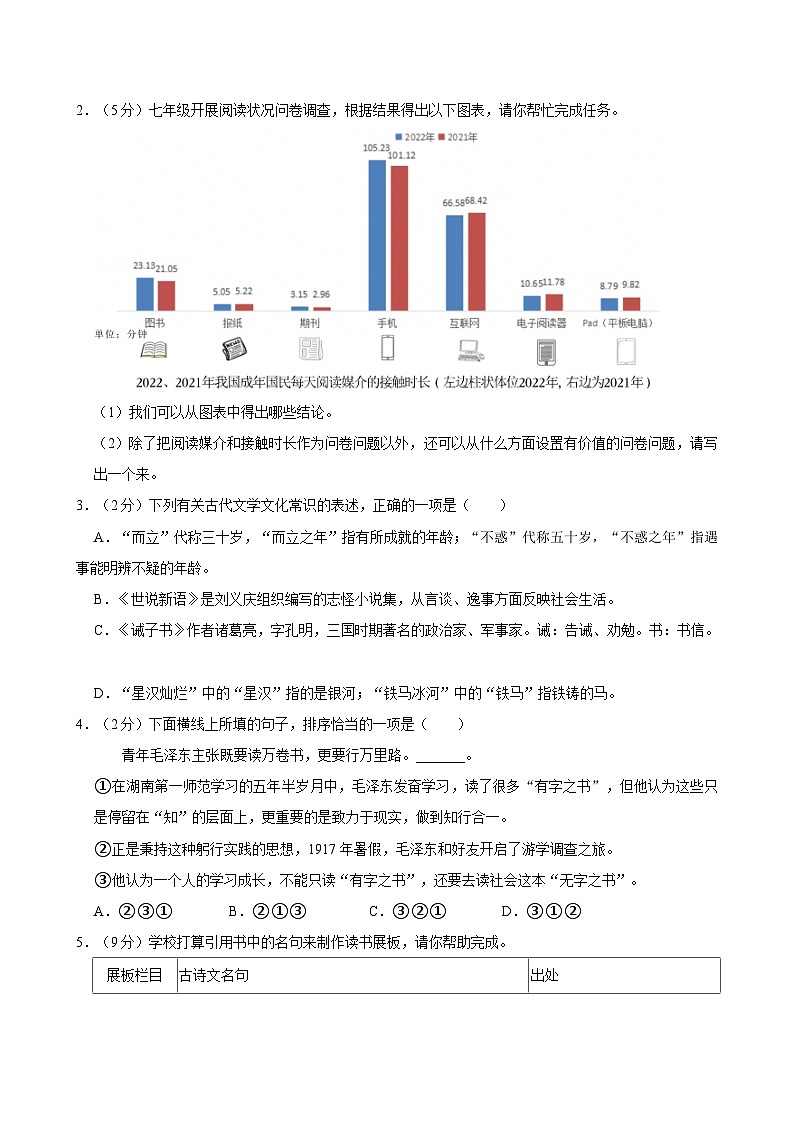 江苏省连云港市2024-2025学年七年级上学期期末考试语文试题(含解析)第2页