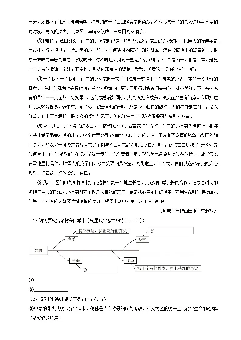 安徽省芜湖市无为市2024-2025学年七年级上学期1月期末考试语文试题-A4第3页