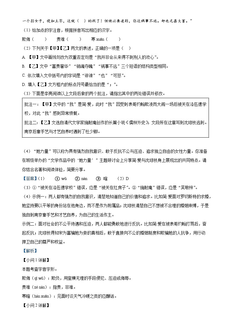 2025年安徽省巢湖市校联考中考一模语文试题(解析版)-A4第2页
