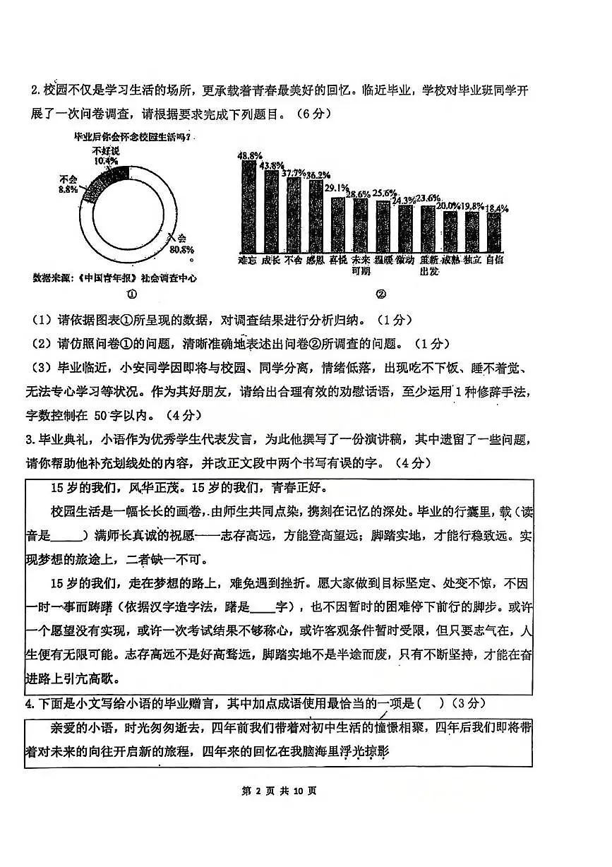 2025年山东省泰安市泰山区泰山学院附属中学中考三模语文试题第2页