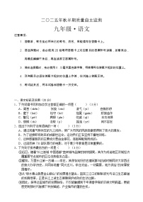 四川省宜宾市长宁县2025-2026学年九年级上学期期中考试语文试题（含答案）