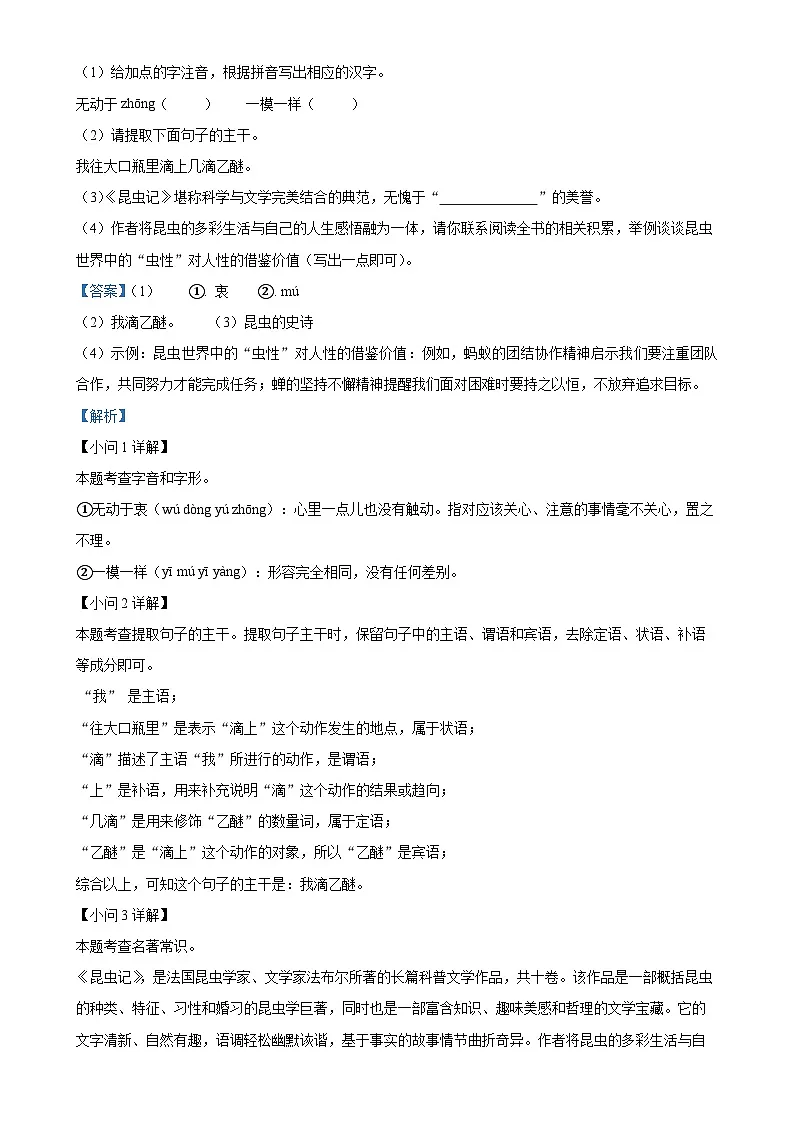 安徽省合肥一六八中学2024-2025学年八年级上学期期末语文试题(解析版)-A4第2页