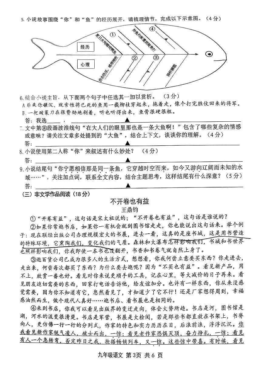浙江省绍兴市上虞区2025-2026学年九年级上学期期中语文试题第3页