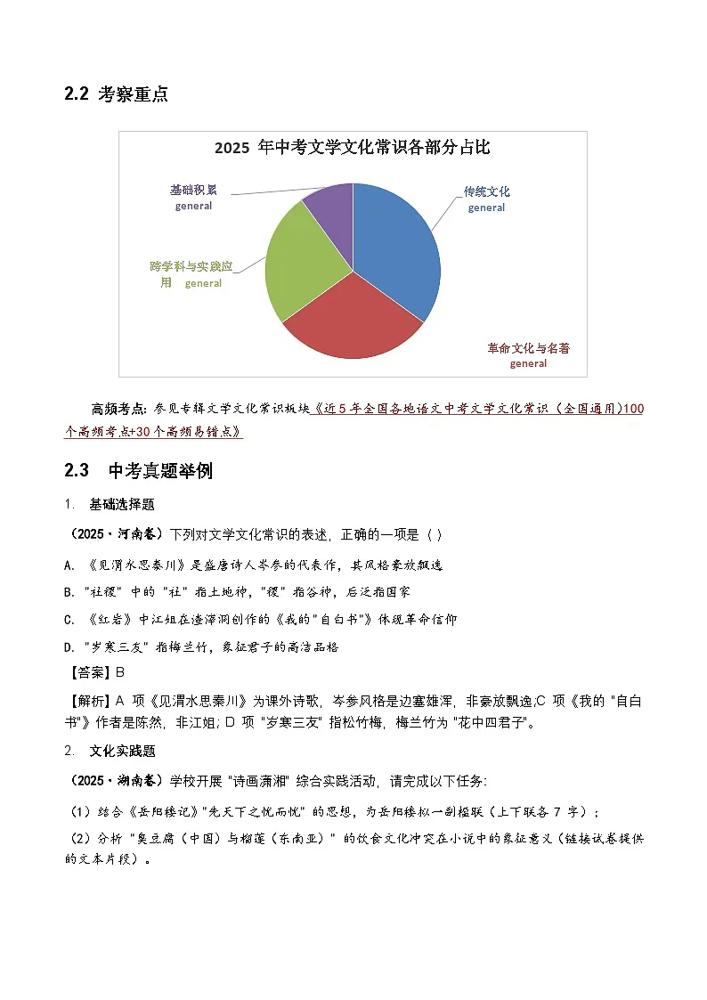 2026 年全国中考语文一轮复习讲义:文学文化常识(全国适用)(原卷)第2页