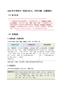 2026年中考语文一轮复习讲义:字形专题(全国通用)(原卷)