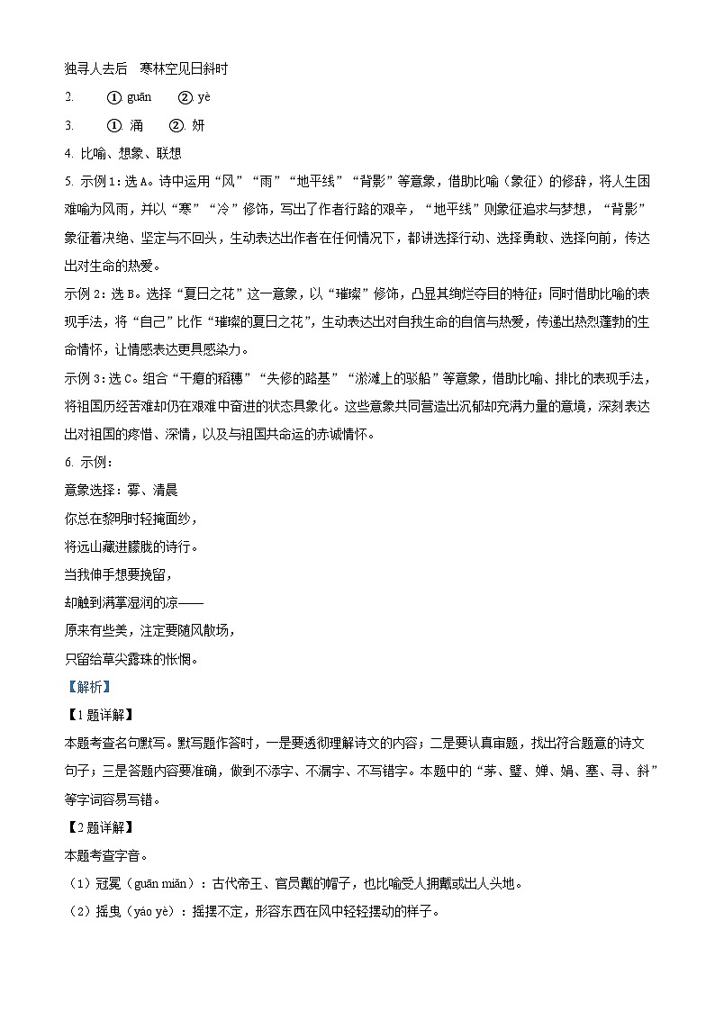 河南省郑州市桐柏一中教育集团2025-2026学年九年级上学期期中语文试题(含答案)第3页