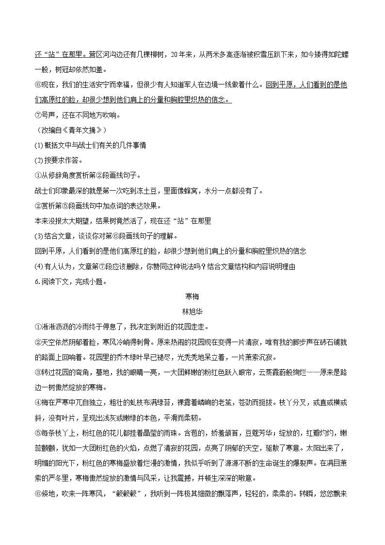2025-2026学年河南省信阳市新县七年级(上)期中语文试卷-自定义类型第3页