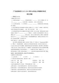 广东省惠州市2025-2026学年九年级上学期期中考试语文试卷（学生版）