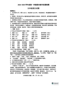山东省滨州市惠民县2024-2025学年九年级上学期1月期末语文试题