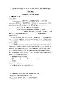 江苏省徐州市市区2025-2026学年九年级上学期期中考试语文试卷（学生版）