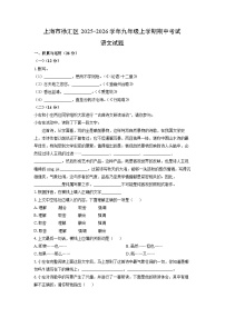 上海市徐汇区2025-2026学年九年级上学期期中考试语文试卷（学生版）