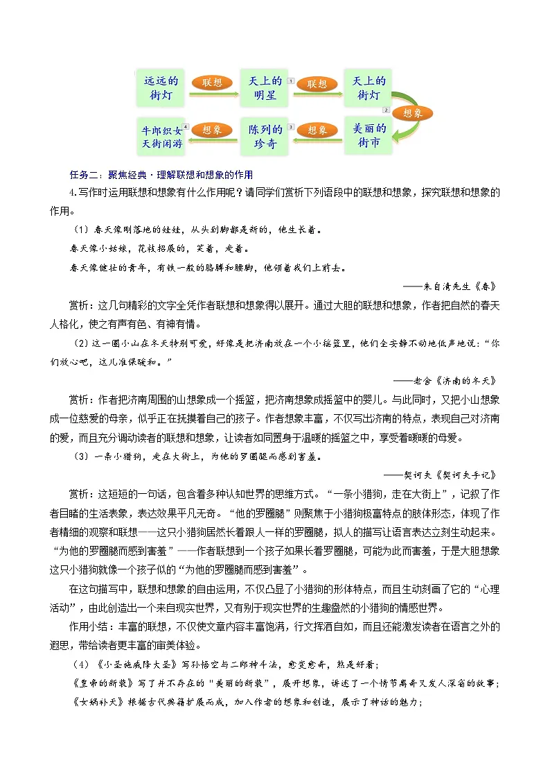 写作 《发挥联想和想象》教学设计--2025-2026学年七年级语文上册(统编版)第3页
