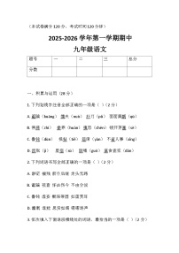 河南省鄢陵县彭店镇2025-2026学年九年级上学期期中语文试题(含答案)