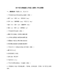 初中 语文  统编版 九年级上册 第三单元 周测及全面解读