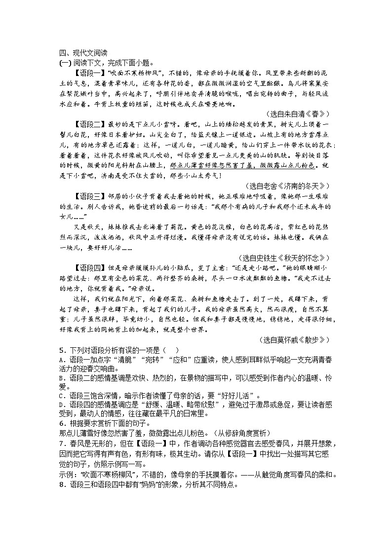 河南省南阳市桐柏县2025-2026学年七年级上学期期中语文试题第2页