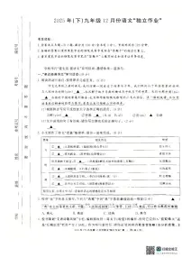 浙江省杭州市西湖区杭州外国语学校2025-2026学年九年级上学期12月月考试语文试卷
