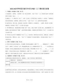 2024-2025学年四川省巴中市九年级（上）期末语文试卷（有答案）