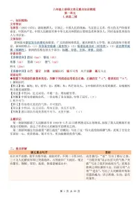2024版人教版八年级上册语文期末单元重点知识梳理
