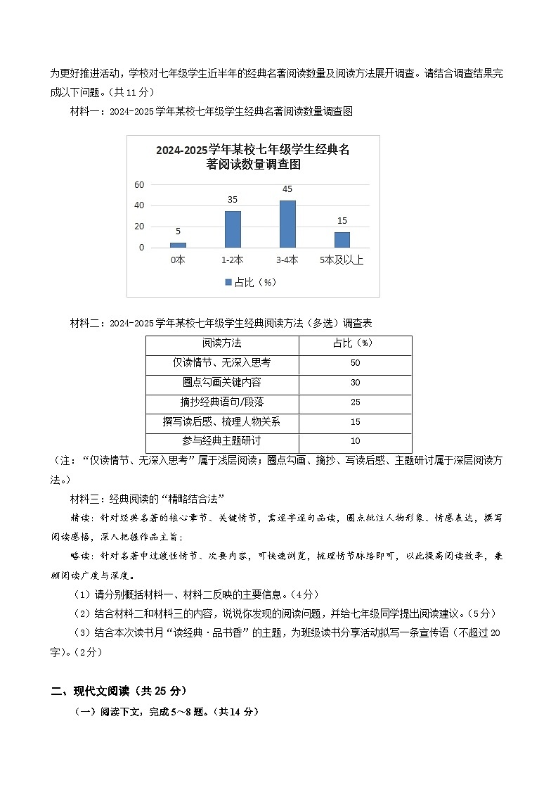 2025--2026年七年级上学期语文期末卷(考试版A4)【测试范围:上册第1-6单元】(含参考答案)第2页