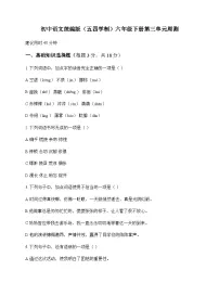 初中 语文 统编版五四学制 六年级下册 第三单元 周测及分析