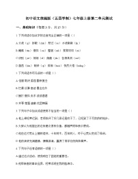 初中 语文 统编版五四学制 七年级上册 第二单元 测试及全面解析