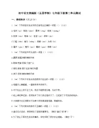初中 语文 统编版五四学制 七年级下册 第三单元 测试及全面解读