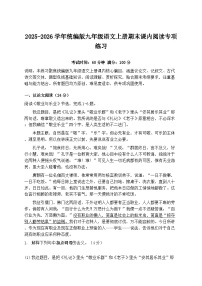 2025-2026学年统编版九年级语文上册期末课内阅读专项练习