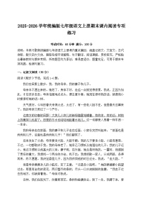 2025-2026学年统编版七年级语文上册期末课内阅读专项练习