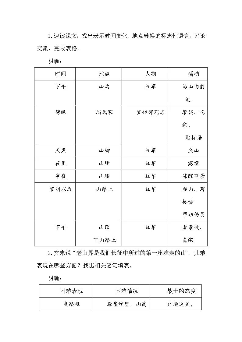 统编版(2024)七年级下册语文 6 老山界 教案第3页